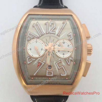 Replica Franck Muller Vanguard Gravity Tourbillon Watch Rose Gold Grey